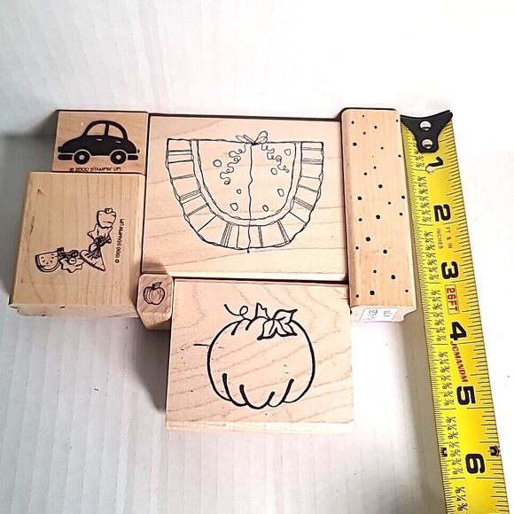 Vintage Lot of 6 Wooden Rubber Stamps Picnic Watermelon Scrapbooking Stamping - Picture 4 of 7